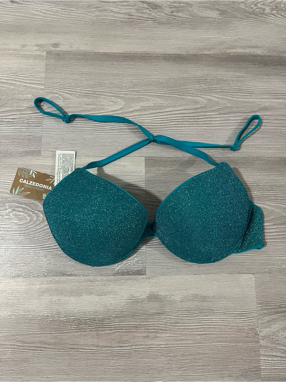 NWT Calzedonia Mermaid Blue Las Vegas Lurex Multi Way Bikini Top size XL